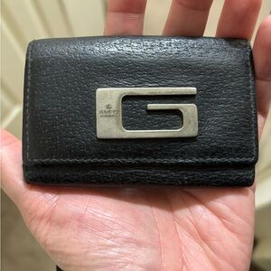 Gucci Black Leather keyholder with Silver Accent